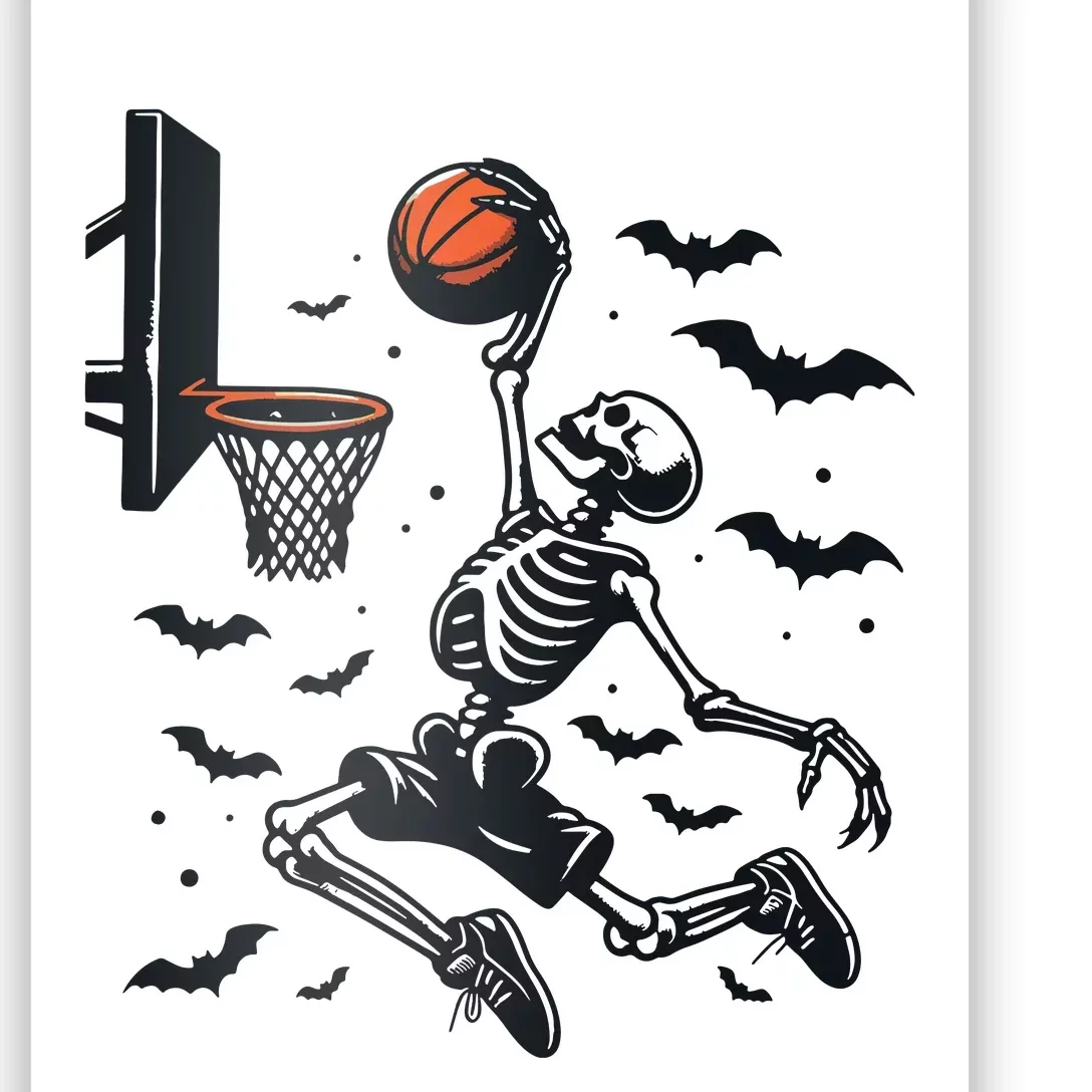 Basketball Skeleton Halloween Skeleton Basketball Player Poster