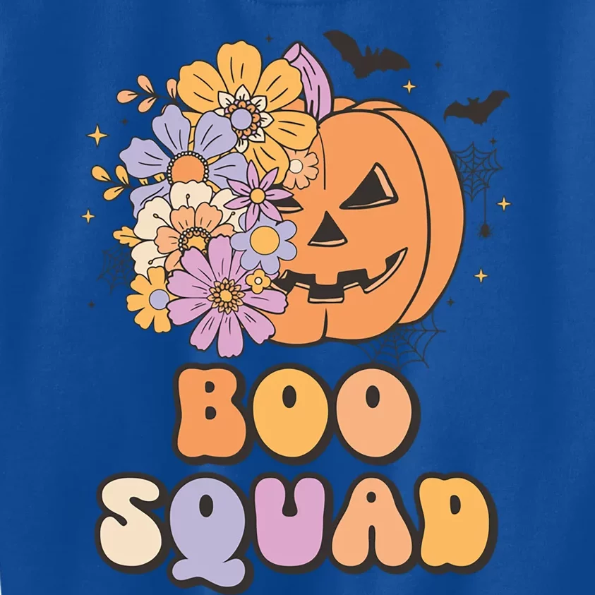 Boo Squad Halloween Pumpkin Costume Retro Groovy Gift Kids Sweatshirt