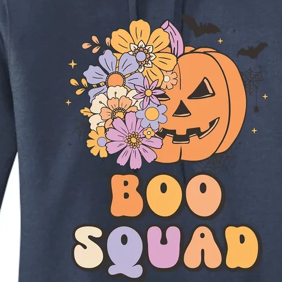 Boo Squad Halloween Pumpkin Costume Retro Groovy Gift Women's Pullover Hoodie