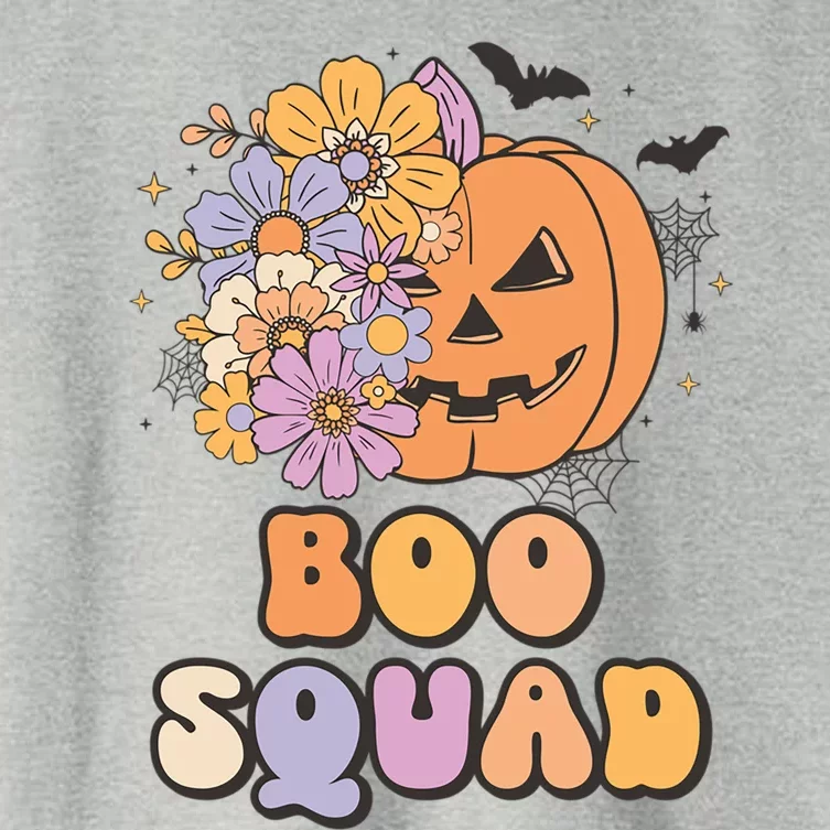 Boo Squad Halloween Pumpkin Costume Retro Groovy Gift Women's Crop Top Tee