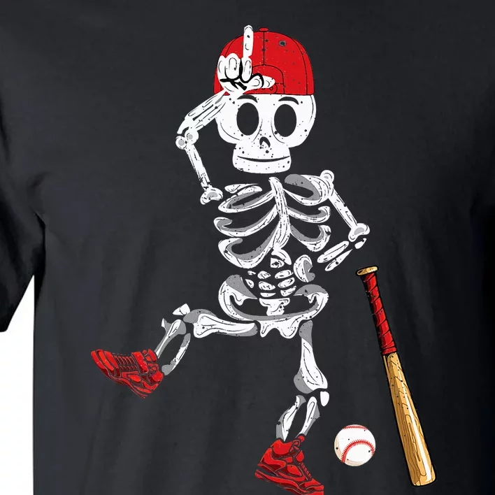 Baseball Skeleton Halloween Funny Skeleton Baseball Playing Tall T-Shirt