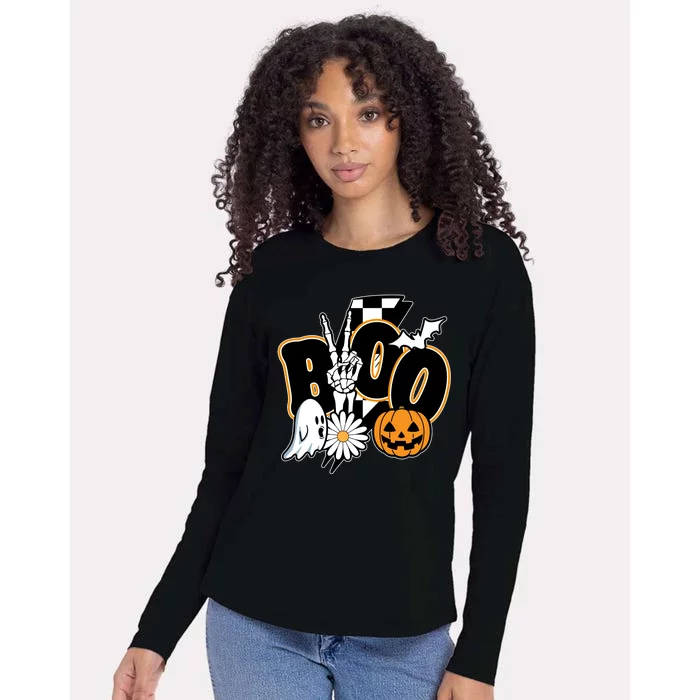 Boo Spooky Halloween Cute Womens Cotton Relaxed Long Sleeve T-Shirt