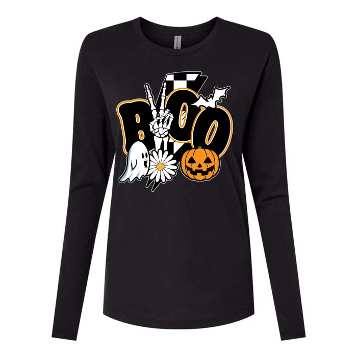 Boo Spooky Halloween Cute Womens Cotton Relaxed Long Sleeve T-Shirt