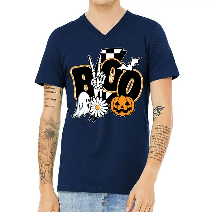 Boo Spooky Halloween Cute V-Neck T-Shirt