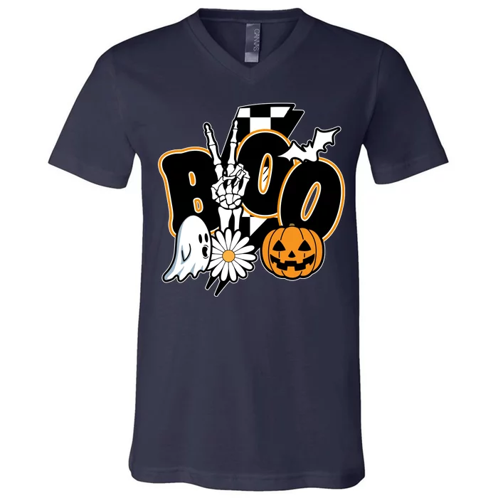 Boo Spooky Halloween Cute V-Neck T-Shirt