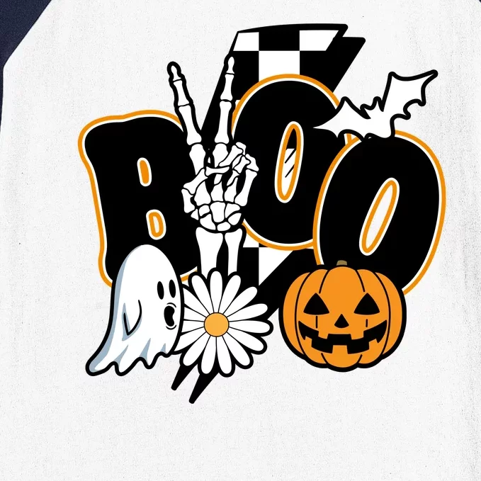 Boo Spooky Halloween Cute Baseball Sleeve Shirt