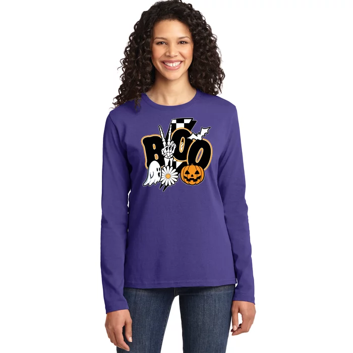 Boo Spooky Halloween Cute Ladies Long Sleeve Shirt