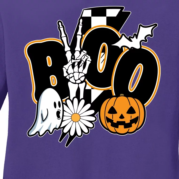 Boo Spooky Halloween Cute Ladies Long Sleeve Shirt