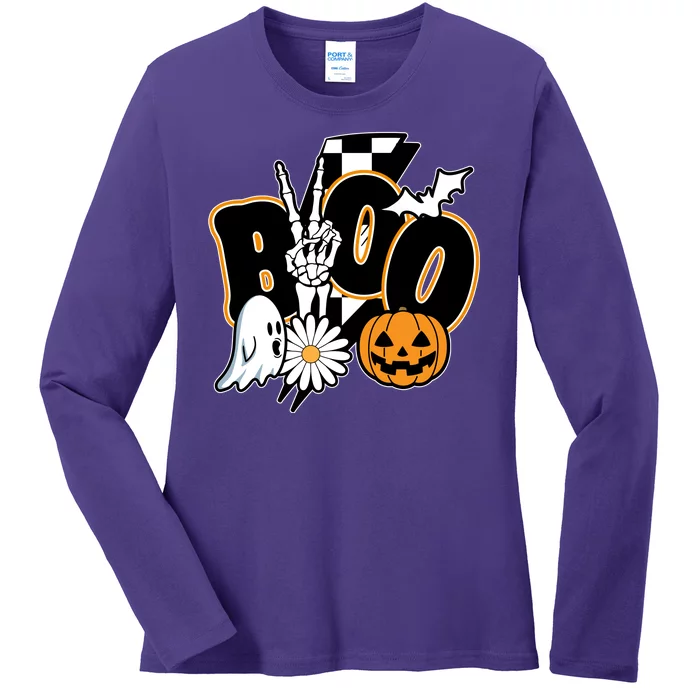 Boo Spooky Halloween Cute Ladies Long Sleeve Shirt