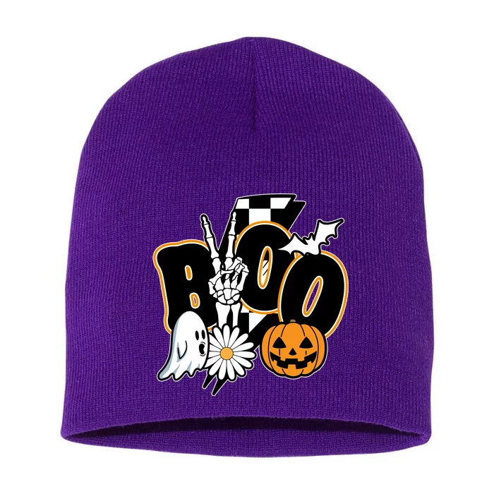 Boo Spooky Halloween Cute Short Acrylic Beanie