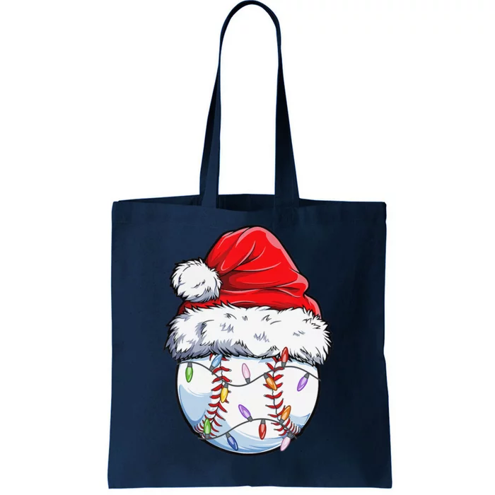 Baseball Santa Hat Christmas Funny Baseball Xmas Tote Bag