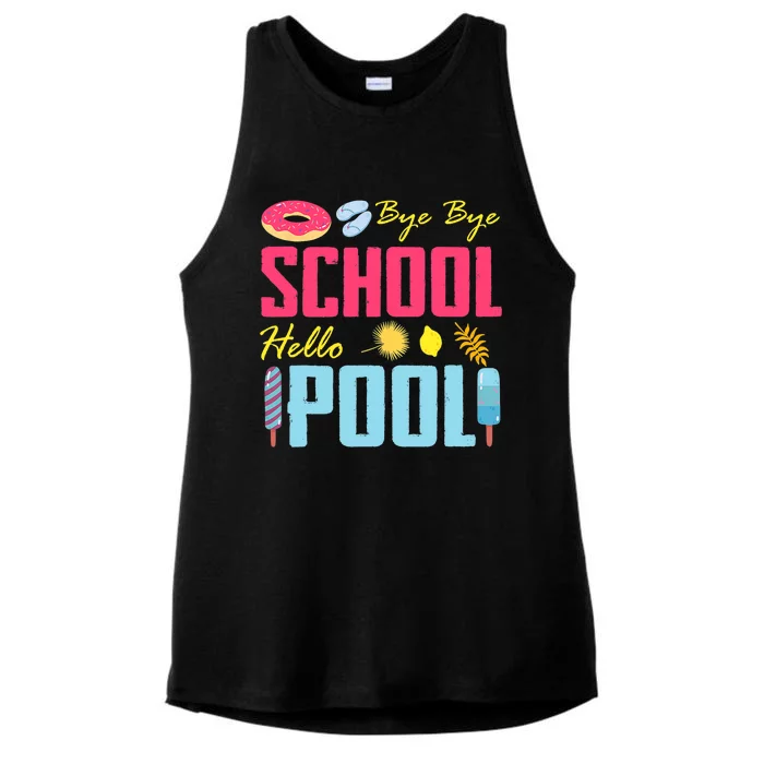 Bye School Hello Pool Beach Last Day Of School Ladies Tri-Blend Wicking Tank