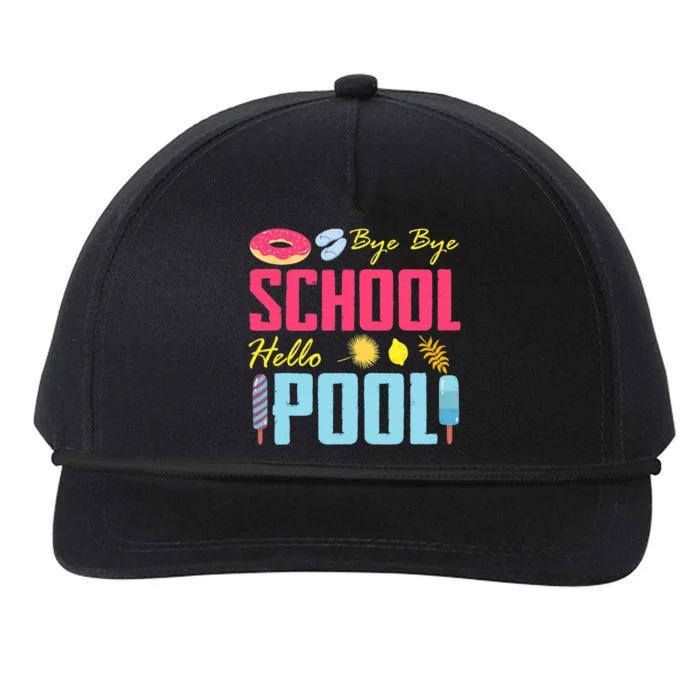 Bye School Hello Pool Beach Last Day Of School Snapback Five-Panel Rope Hat