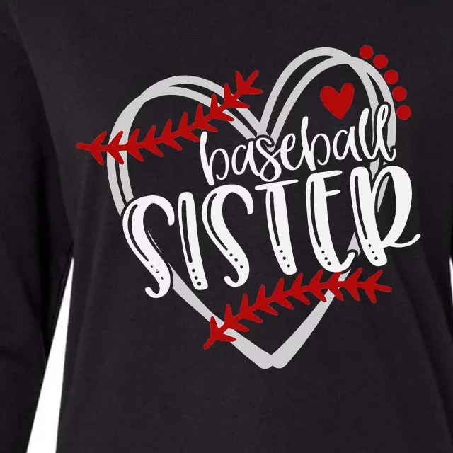 Baseball Sister Heart Distressed Design Womens Cotton Relaxed Long Sleeve T-Shirt