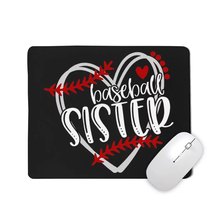 Baseball Sister Heart Distressed Design Mousepad