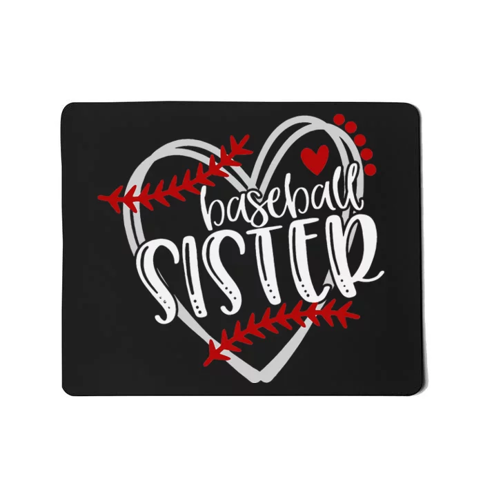 Baseball Sister Heart Distressed Design Mousepad