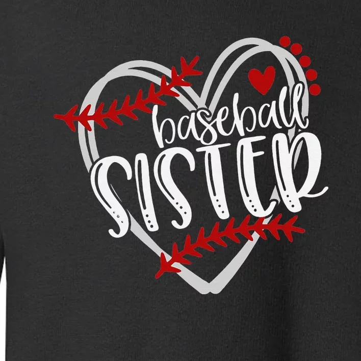 Baseball Sister Heart Distressed Design Toddler Sweatshirt