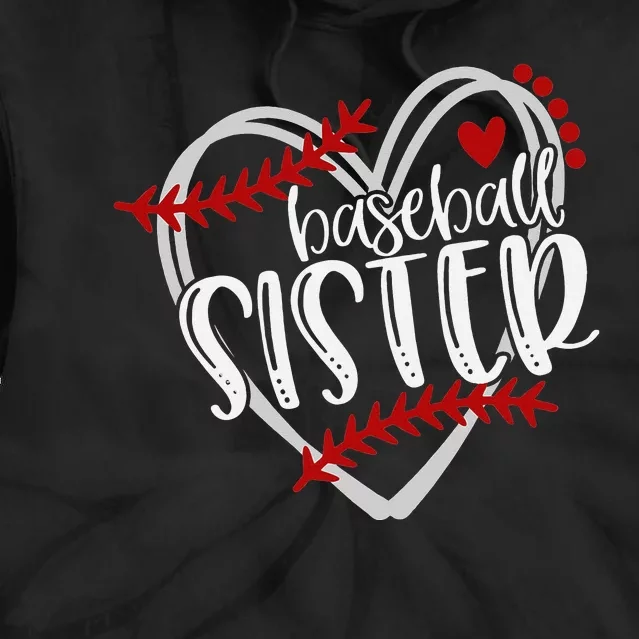 Baseball Sister Heart Distressed Design Tie Dye Hoodie