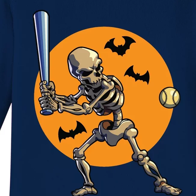 Baseball Skeleton Halloween Baseball Halloween 2593 Baby Long Sleeve Bodysuit