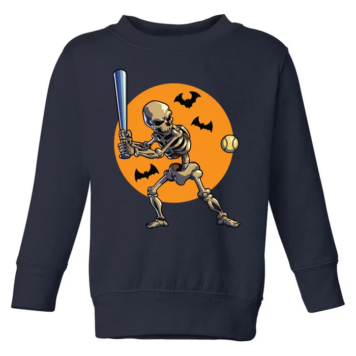 Baseball Skeleton Halloween Baseball Halloween 2593 Toddler Sweatshirt