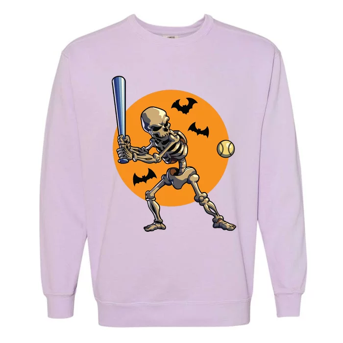 Baseball Skeleton Halloween Baseball Halloween 2593 Garment-Dyed Sweatshirt