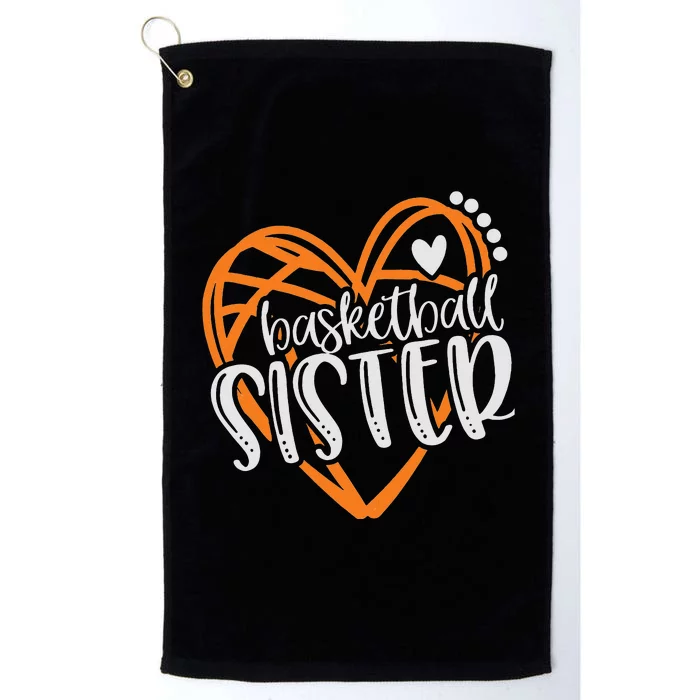 Basketball Sister Heart Distressed Platinum Collection Golf Towel