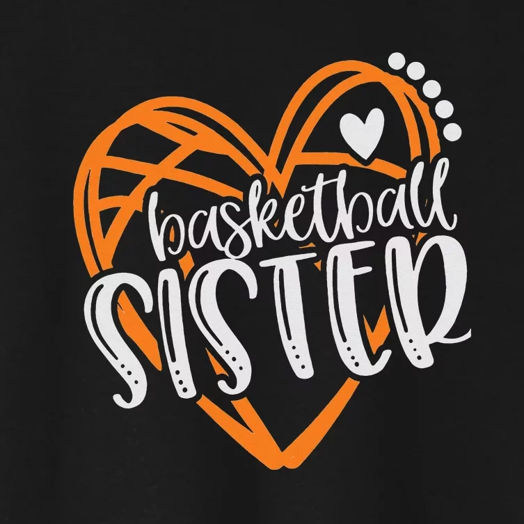 Basketball Sister Heart Distressed Women's Crop Top Tee