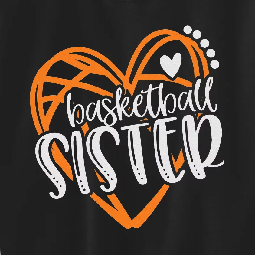 Basketball Sister Heart Distressed Kids Sweatshirt