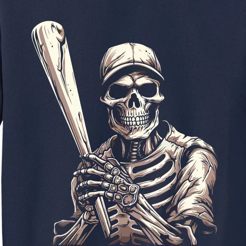 Baseball Skeleton Halloween Baseball Player Spooky Tall Sweatshirt