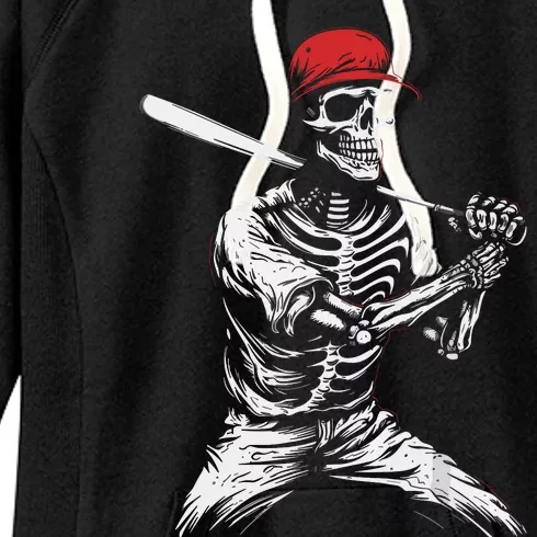 Baseball Skeleton Halloween Baseball Player Women's Fleece Hoodie