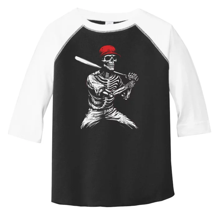 Baseball Skeleton Halloween Baseball Player Toddler Fine Jersey T-Shirt