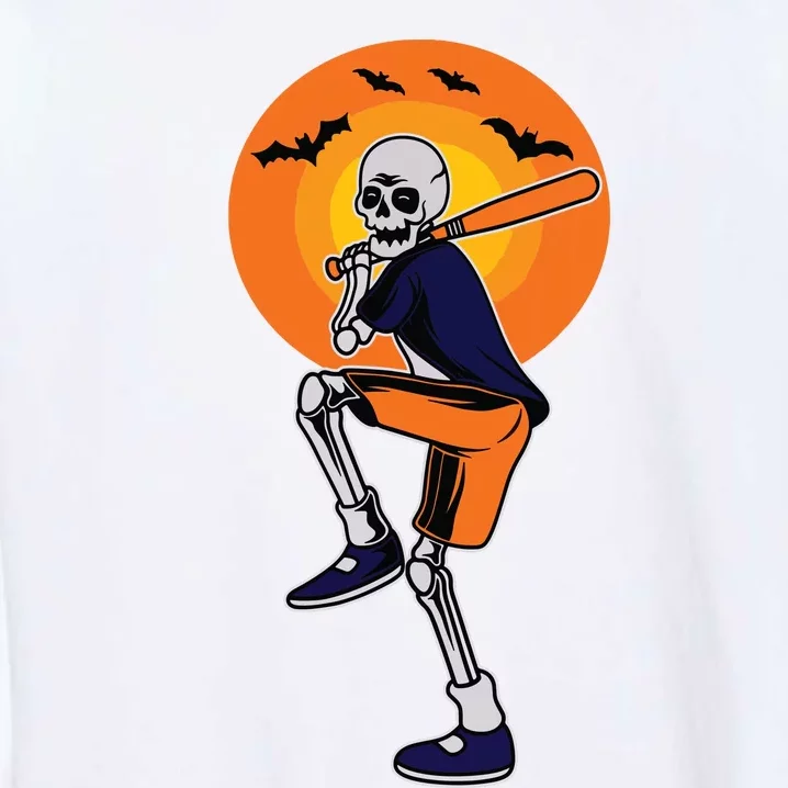 Baseball Skeleton Halloween Boy Baseball Halloween Garment-Dyed Sweatshirt