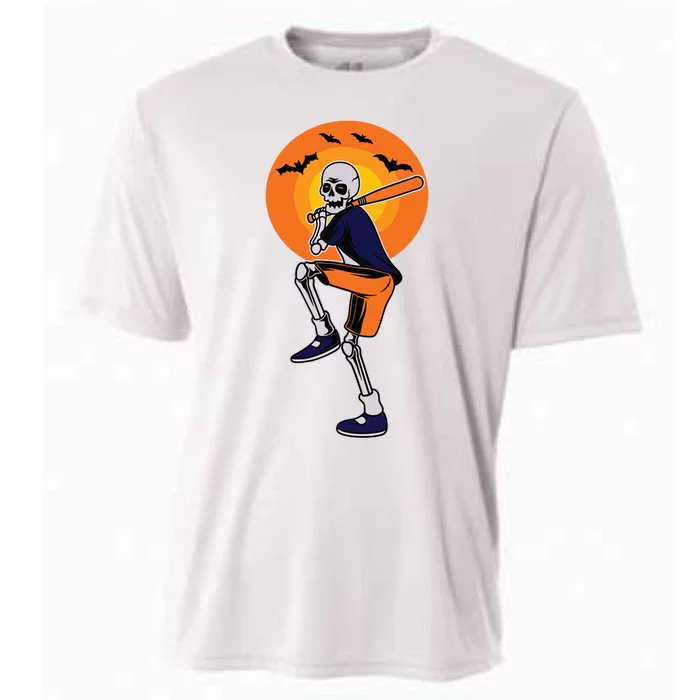 Baseball Skeleton Halloween Boy Baseball Halloween Cooling Performance Crew T-Shirt