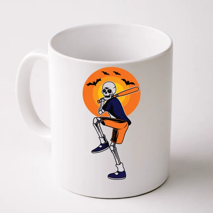 Baseball Skeleton Halloween Boy Baseball Halloween Front & Back Coffee Mug