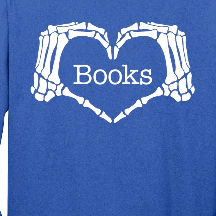 Book Skeleton Heart Hand Halloween Book Lover Cute Gift Tall Long Sleeve T-Shirt