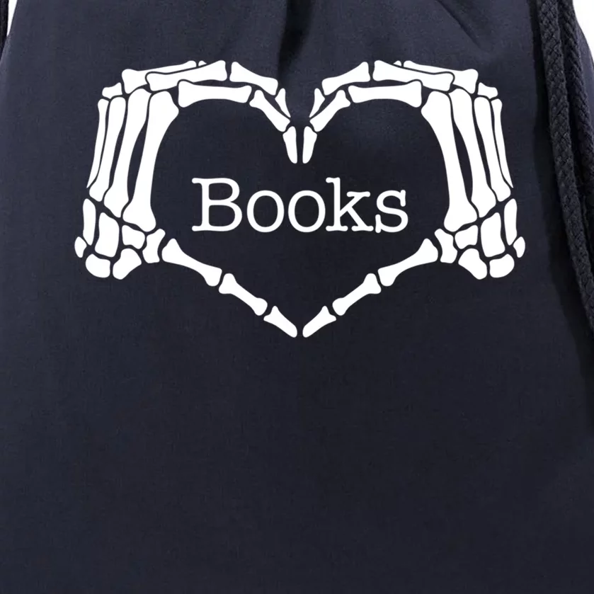 Book Skeleton Heart Hand Halloween Book Lover Cute Gift Drawstring Bag