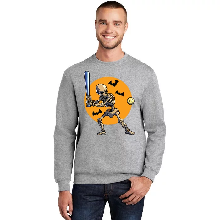 Baseball Skeleton Halloween Boy Baseball Halloween Tall Sweatshirt