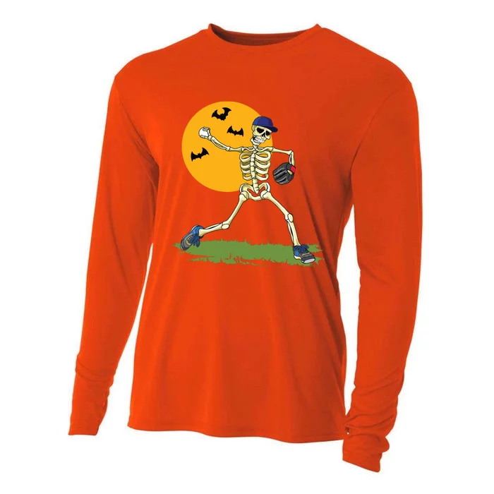 Baseball Skeleton Halloween Boy Baseball Halloween Cooling Performance Long Sleeve Crew