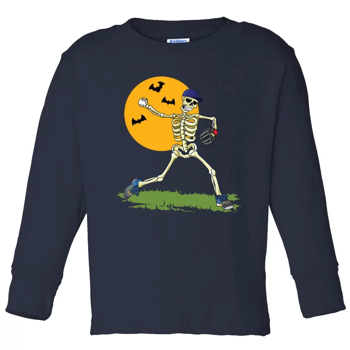 Baseball Skeleton Halloween Boy Baseball Halloween Toddler Long Sleeve Shirt