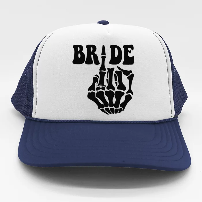 Bride Skeleton Hand Retro Halloween Bachelorette Party Trucker Hat