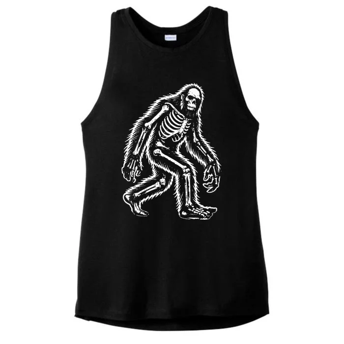 Bigfoot Sasquatch Halloween Skeleton Ladies Tri-Blend Wicking Tank