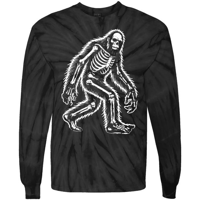 Bigfoot Sasquatch Halloween Skeleton Tie-Dye Long Sleeve Shirt