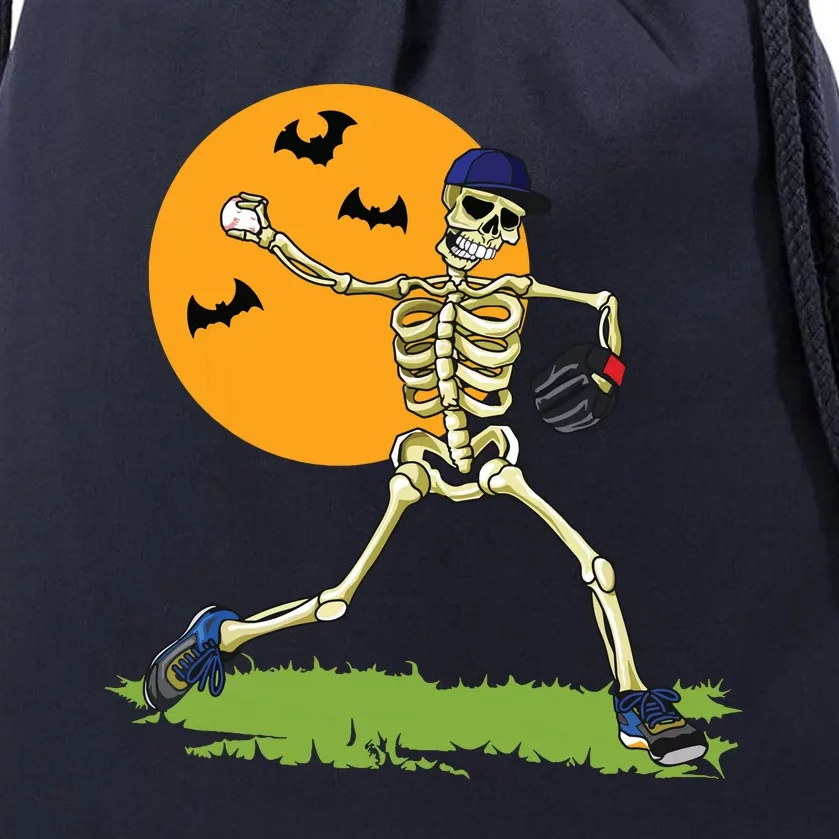 Baseball Skeleton Halloween Boy Baseball Halloween Drawstring Bag