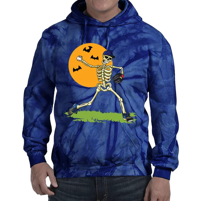 Baseball Skeleton Halloween Boy Baseball Halloween Tie Dye Hoodie