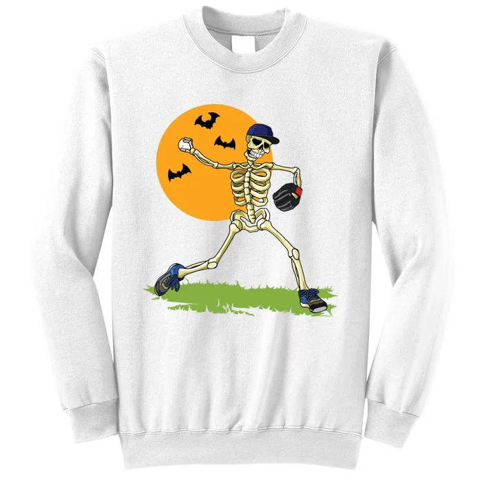 Baseball Skeleton Halloween Boy Baseball Halloween Sweatshirt