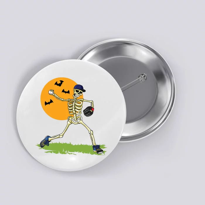 Baseball Skeleton Halloween Boy Baseball Halloween Button