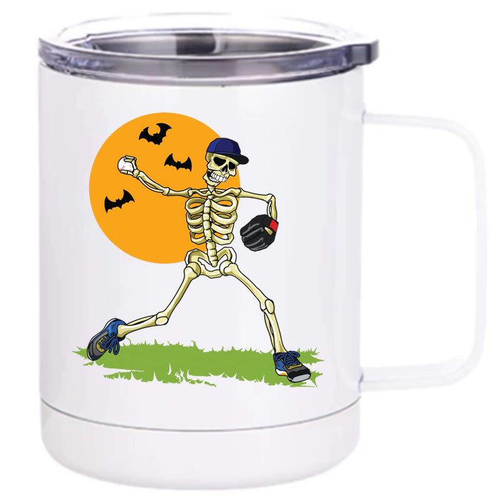 Baseball Skeleton Halloween Boy Baseball Halloween Front & Back 12oz Stainless Steel Tumbler Cup