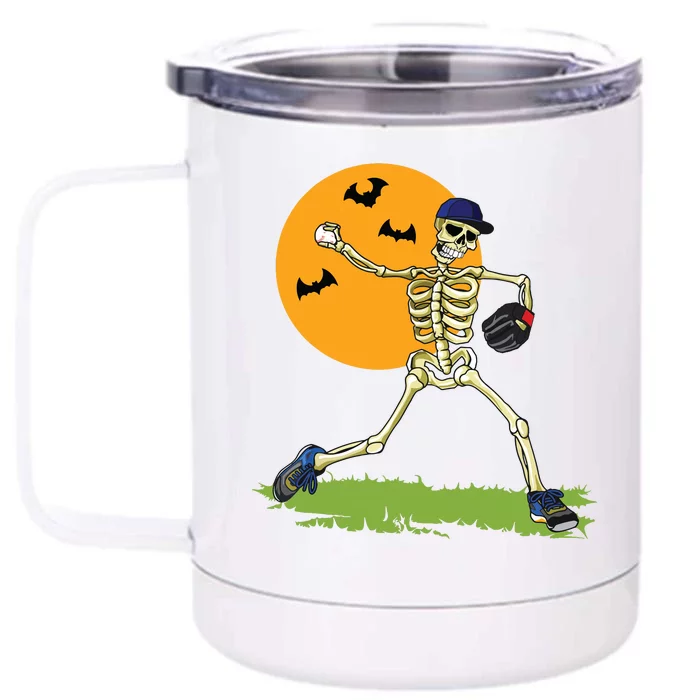 Baseball Skeleton Halloween Boy Baseball Halloween Front & Back 12oz Stainless Steel Tumbler Cup