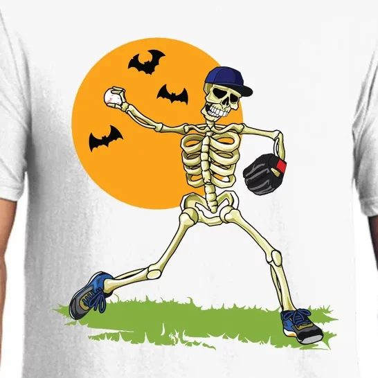 Baseball Skeleton Halloween Boy Baseball Halloween Pajama Set