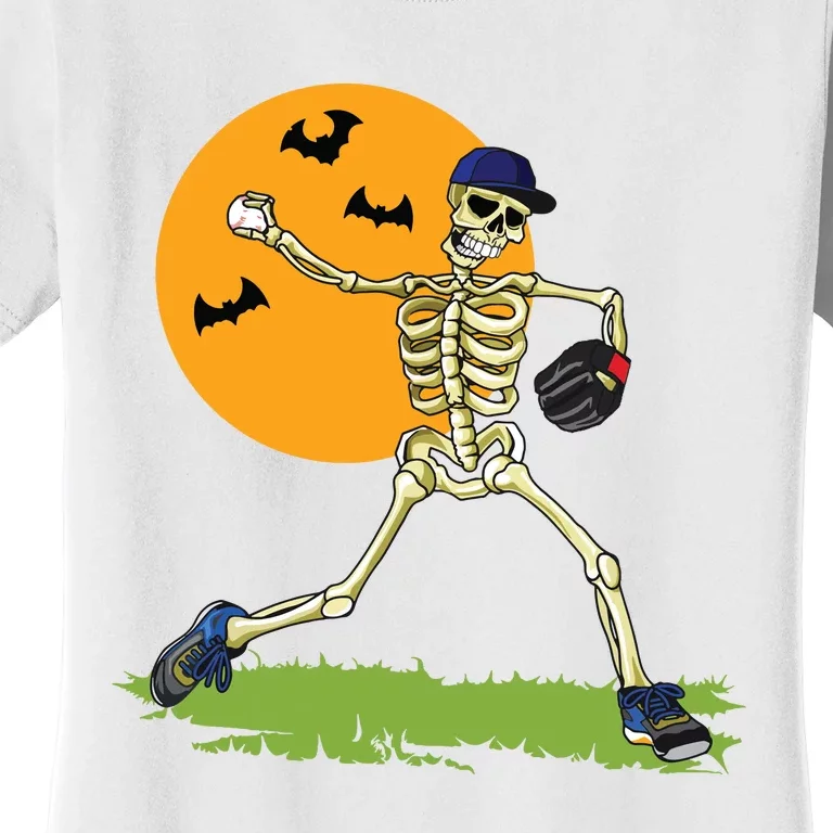 Baseball Skeleton Halloween Boy Baseball Halloween Women's T-Shirt